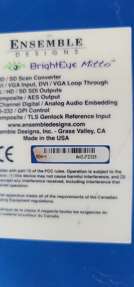 Ensemble Designs BEM-1 BrightEye Mitto HD Scan Converter