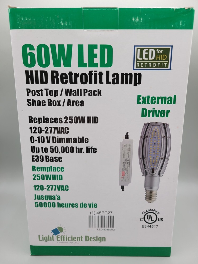 Light Efficient Design LED-8085M42 HID Retrofit Post Top Wall Pack 60W REPL 250W