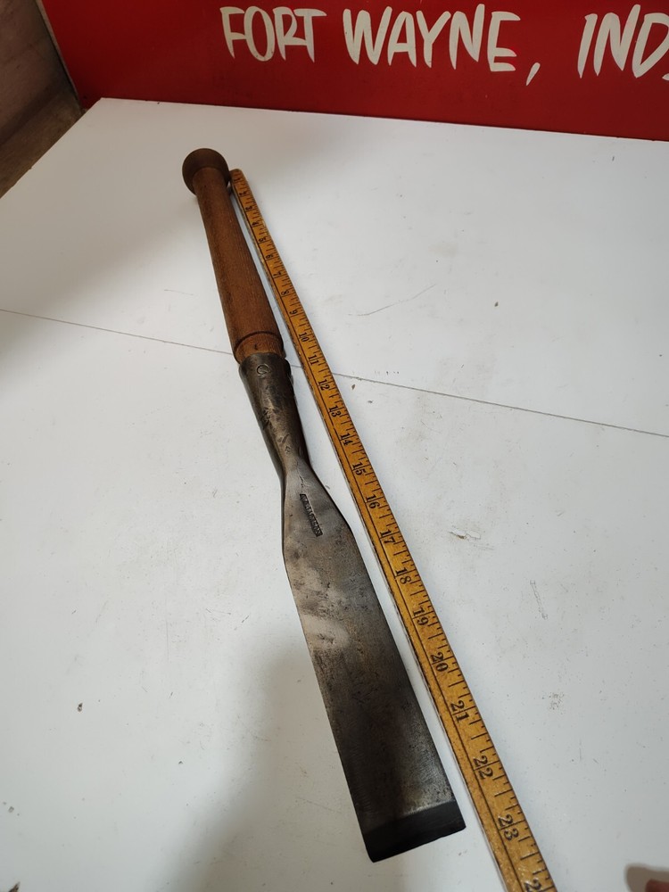 Early Jackson 1-7/8" Socket Chisel Bevel Edge Timber Frame Shipwright Barn Slick