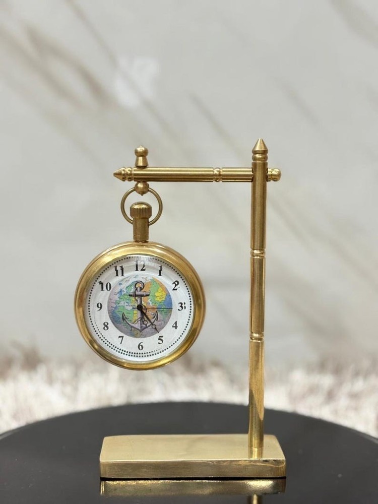 nautical Brass Hanging Table Clock Nautical World Map Anchor Dial décor gift