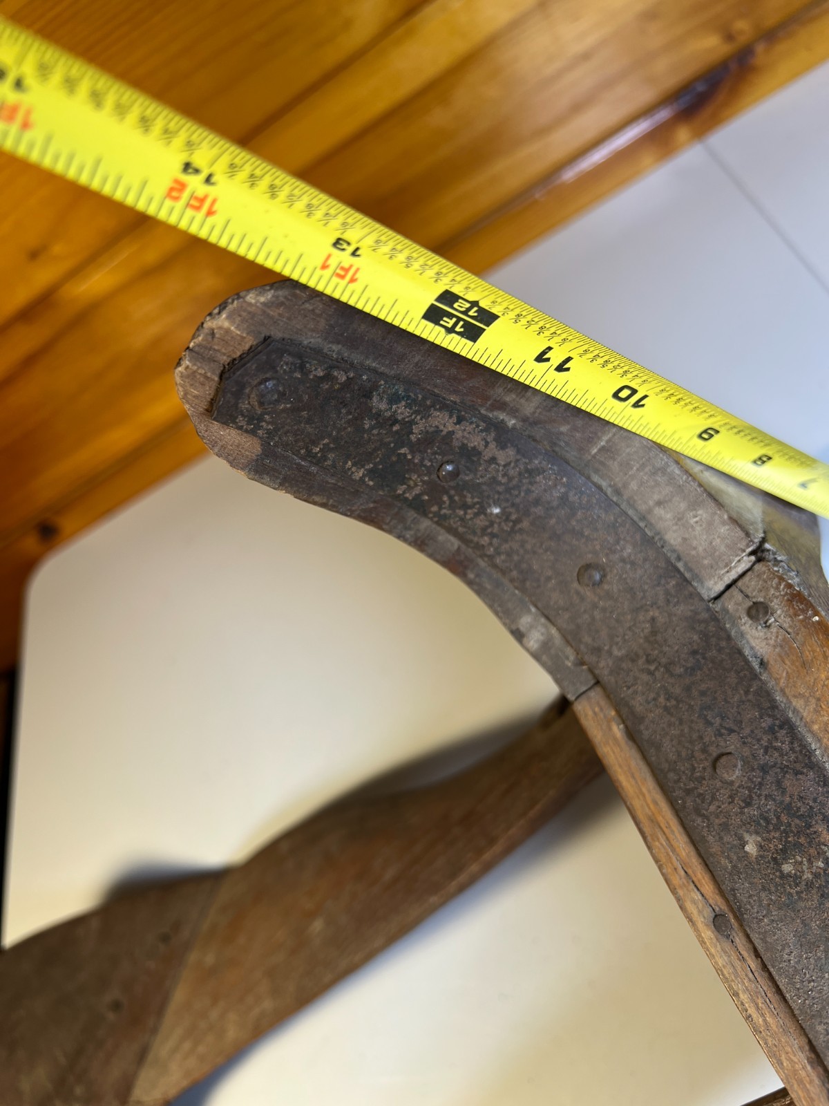 Antique 1880 Hand Made Wooden Saddle Stand Holder Blacksmith Peened Wrought Iron