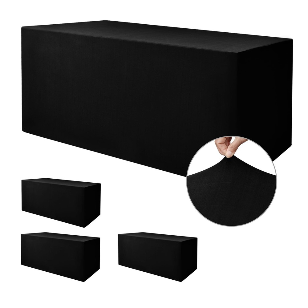 Nasitos Spandex Fitted Table Clothes, 4 Pack - 48 x 24 Inch - Black Rectangle...