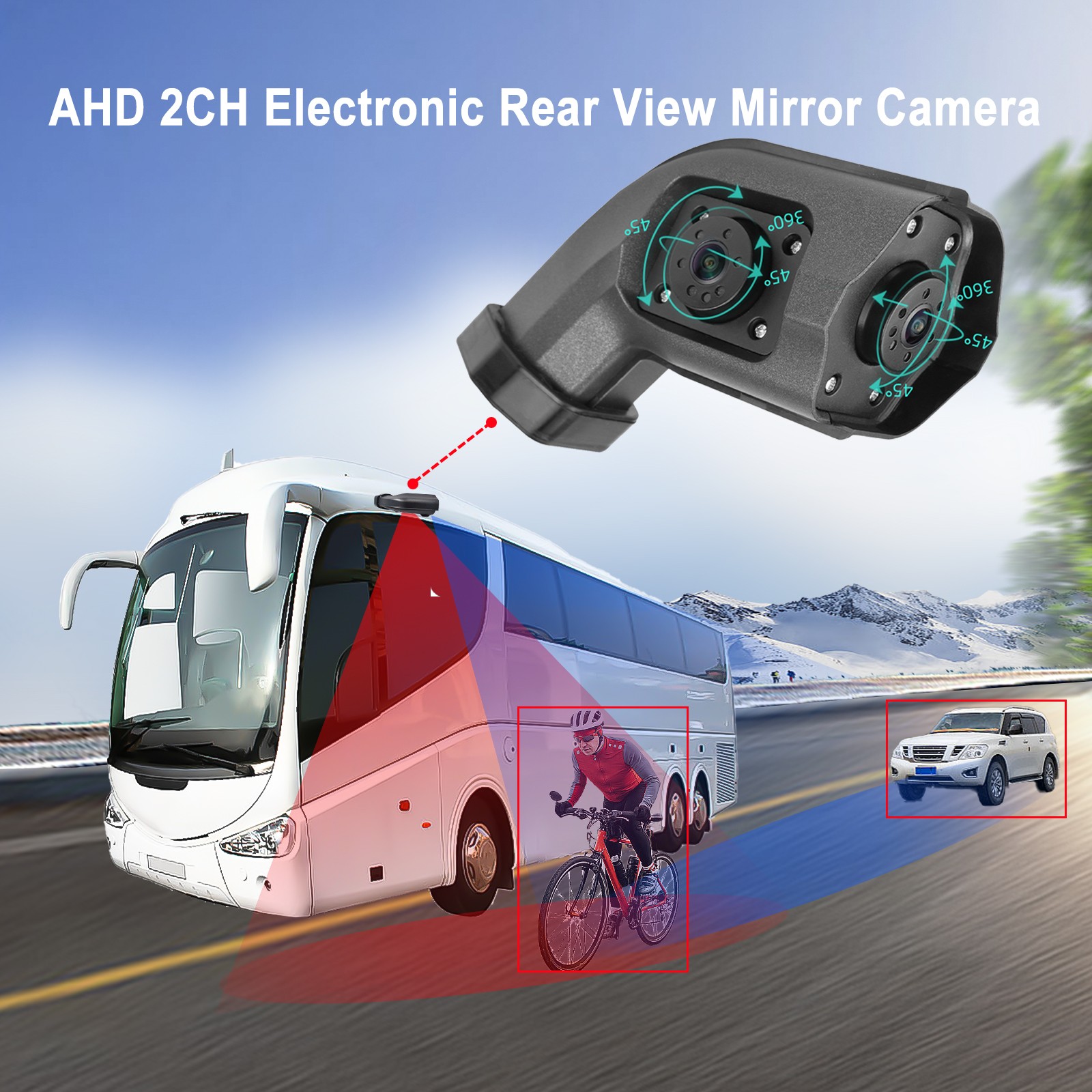 2ch 10.36" Monitor R L Side Electronic Rear View Mirror Camera truck/trailer/bus