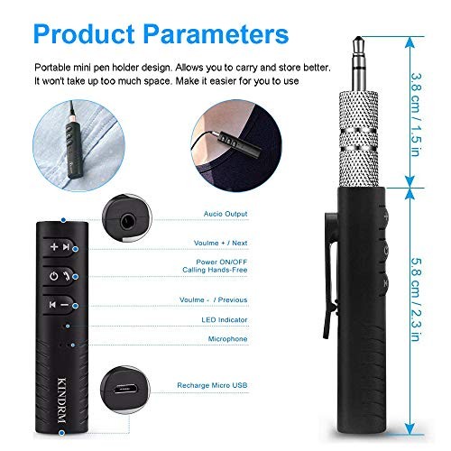 Bluetooth Audio Adapter, Portable Noise Cancelling Bluetooth 5.0 Stereo