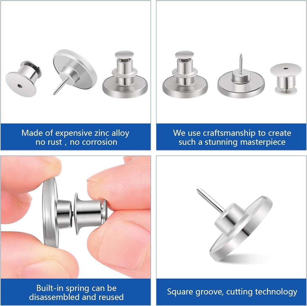 8 Sets Premium Instant Replacement Button Pins - Adjustable - Wide Applications