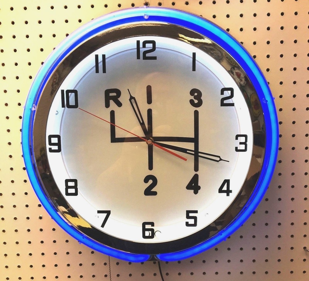 18" 4 Speed Shift Pattern Sign Double Neon Clock