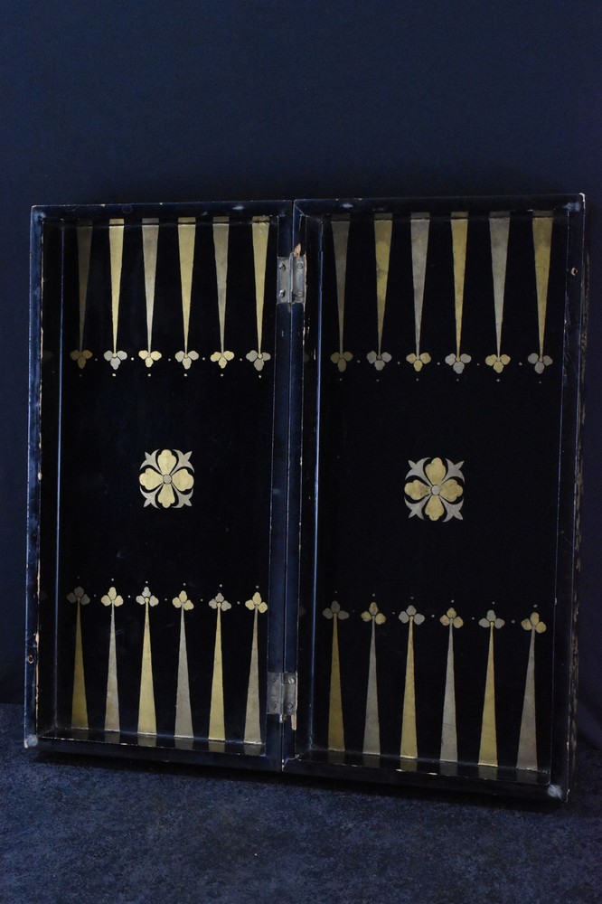 Fancy Antique Lacquer Chess and Checkers Playing Board