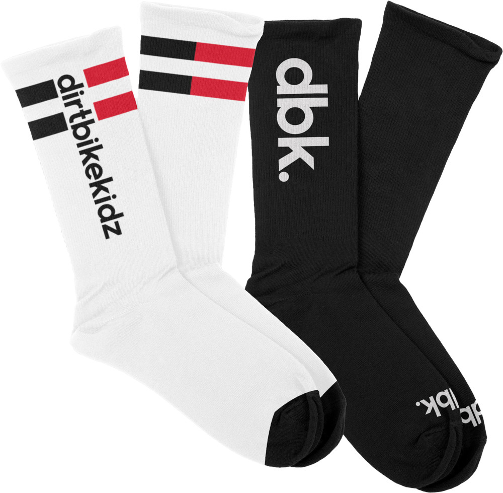NEW! DBK BASIC SOCK 2 PACK BLACK/WHITE - ONE SIZE