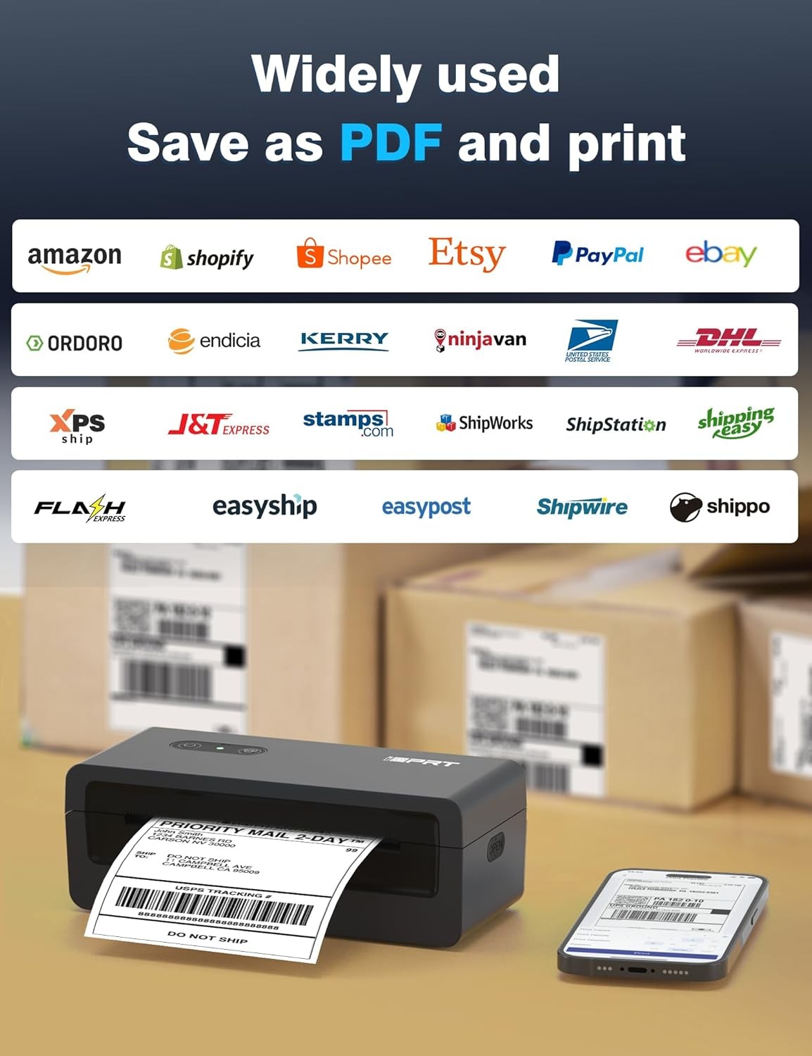 iDPRT Thermal shipping Label Printer Bluetooth 4x6 for USPS UPS Amazon eBay Etsy