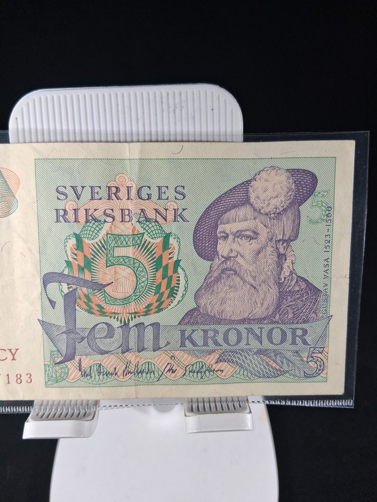 1977 SWEDEN 5 KRONE BANKNOTE