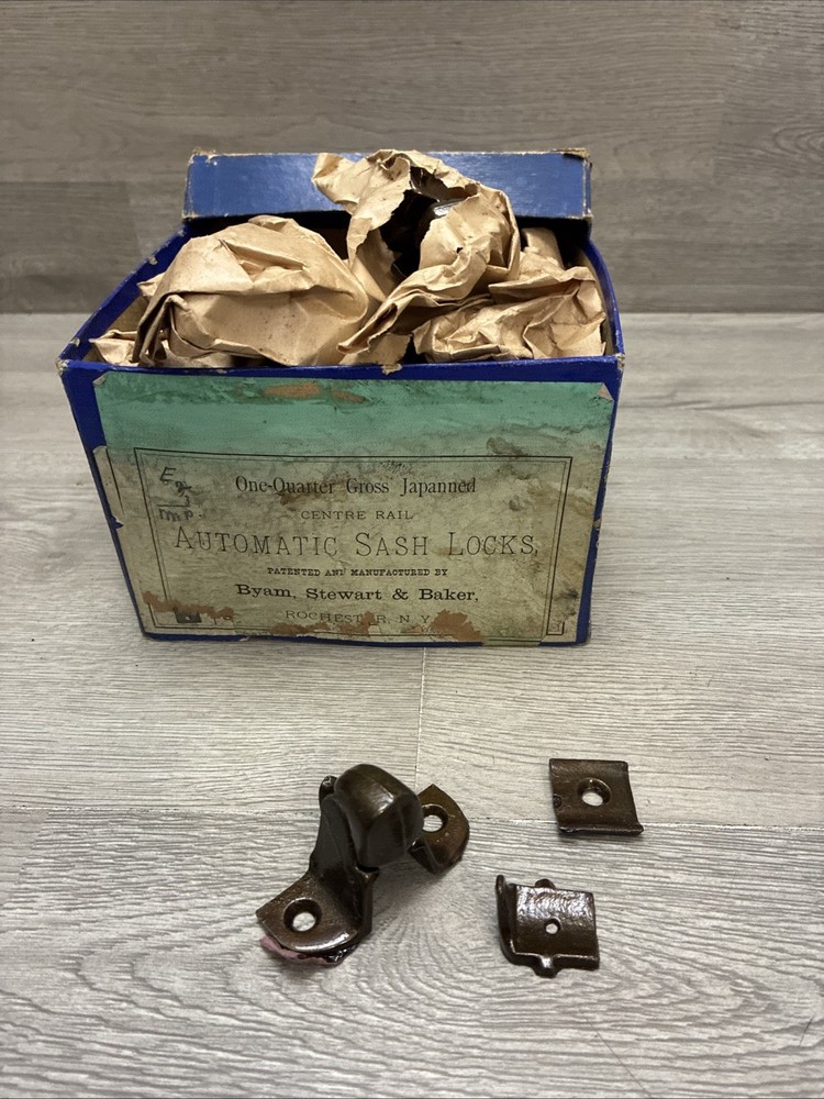 Antique Automatic Sash Locks Window Locks Full Case Byam, Stewart & Baker NY