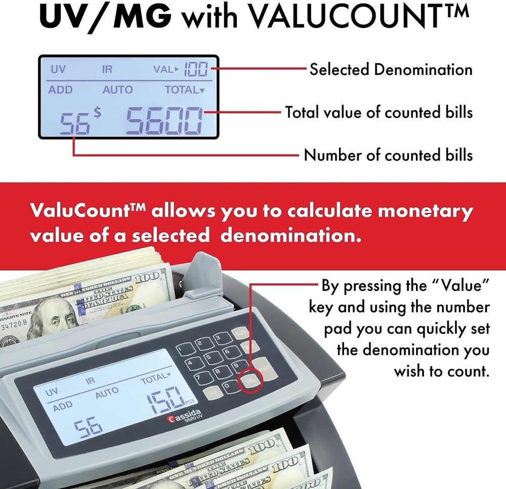 Efficient 5520 UV Money Counting Machine with Large LCD & Multi-Mode Operation