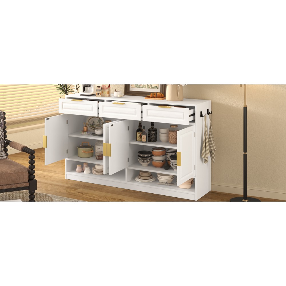 Sideboard with 3 Drawers & Adjustable Shelf, Multi-Functional Storage Buffet