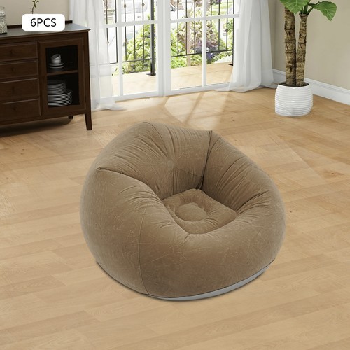 6pcs Inflatable Chairs Inflatable Sofa Portable Inflatable Couch Coffee Color