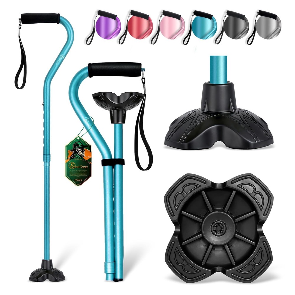 BeneCane Walking Cane Adjustable Cane with Offset Soft Cushioned Handle for M...