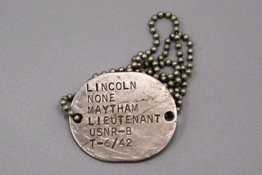 US Navy Officer WW2 Fingerprint Dog Tag on Chain 42 . FLU3719