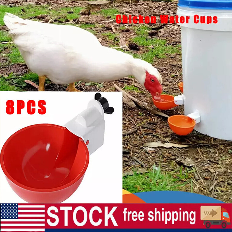 8Pcs Automatic Poultry Drinking Cups - Chicken Water Feeder Waterer Cups for Hem