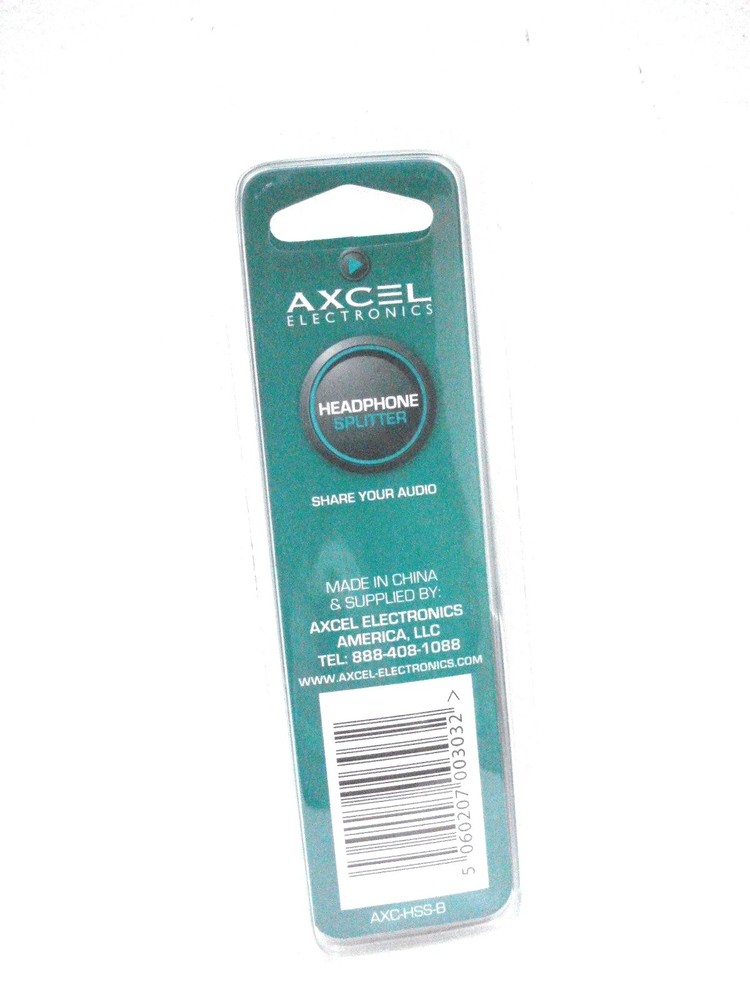 Axcel Electronics Model #: AXC-HSS-B 1-Output Black 3.5mm Headphone Splitter