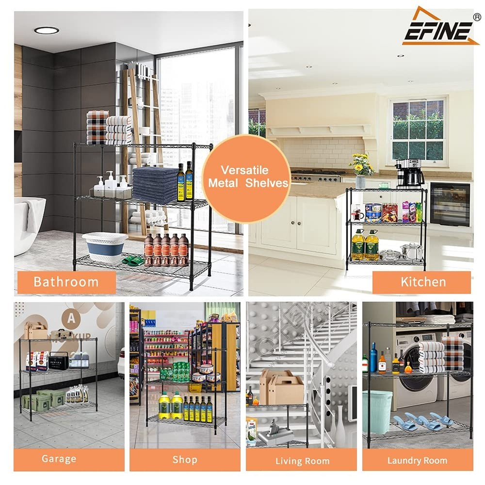 EFINE 2-Pack 3-Shelf Shelving Unit with 3-Shelf Liners, Adjustable Rack, Stee...