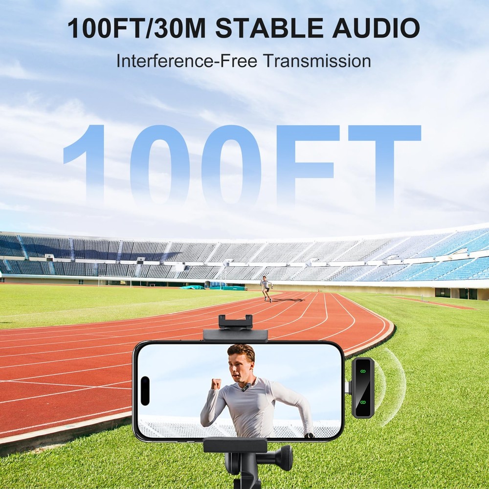 Mini Lavalier Microphone for iPhone/Android/PC, Lav Mic with 45H Battery, Noi...