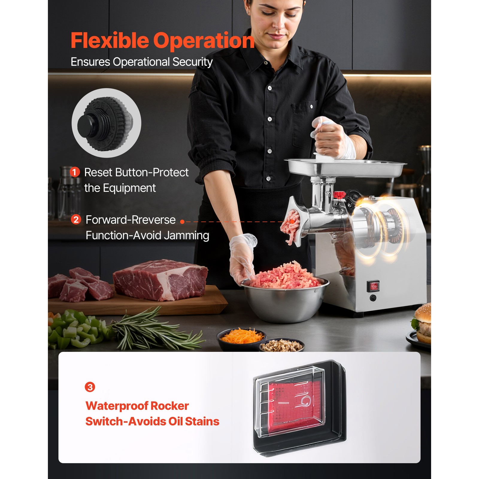 Uimoso Commercial Electric Meat Grinder 850W Sausage Stuffer7lbs/min for Kitchen