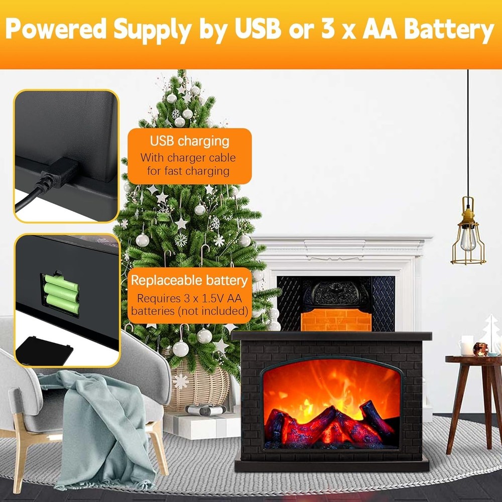 Portable LED Fireplace Lantern with Realistic Flame Effect - Battery Operated