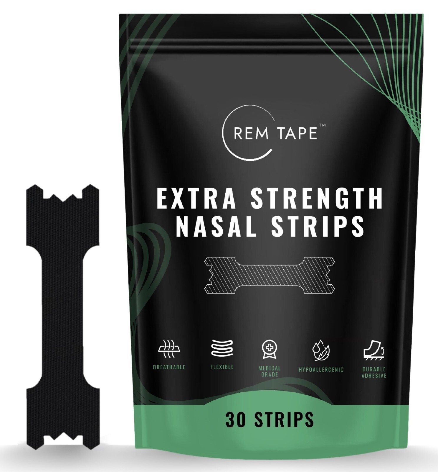 REM Tape™ Extra Strength Nasal Strips (30 Pack). Congestion and Snoring Relief.