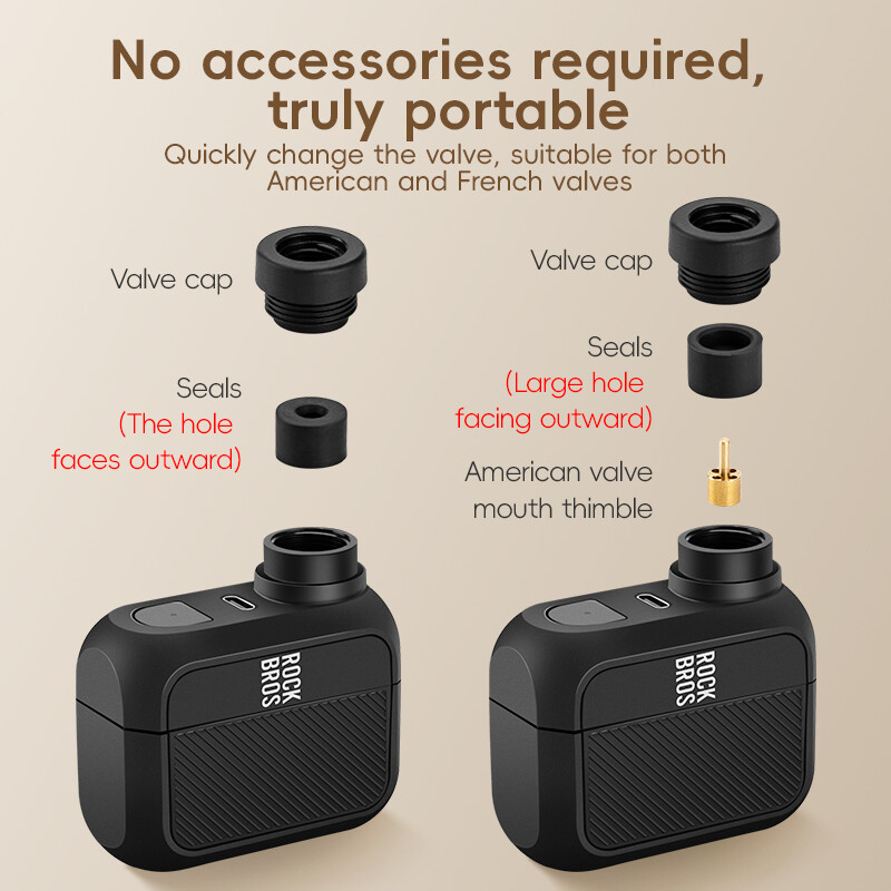 ROCKBROS Bike Mini Electric Air Pump Portable 100PSI Tire Inflator AV/FV