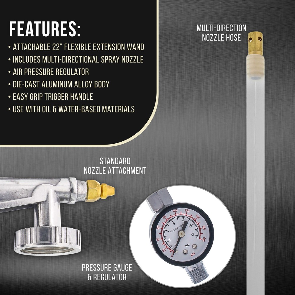 Air Rustproofing/Undercoating Gun Suction Feed with Gauge & 22" Nozzle