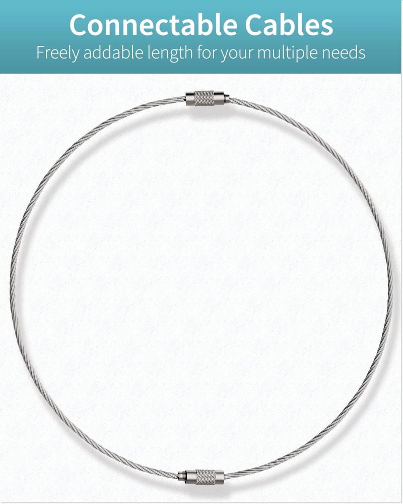 Pawfly 5 Inch Wire Keychain Cable Large Stainless 20 Pack,