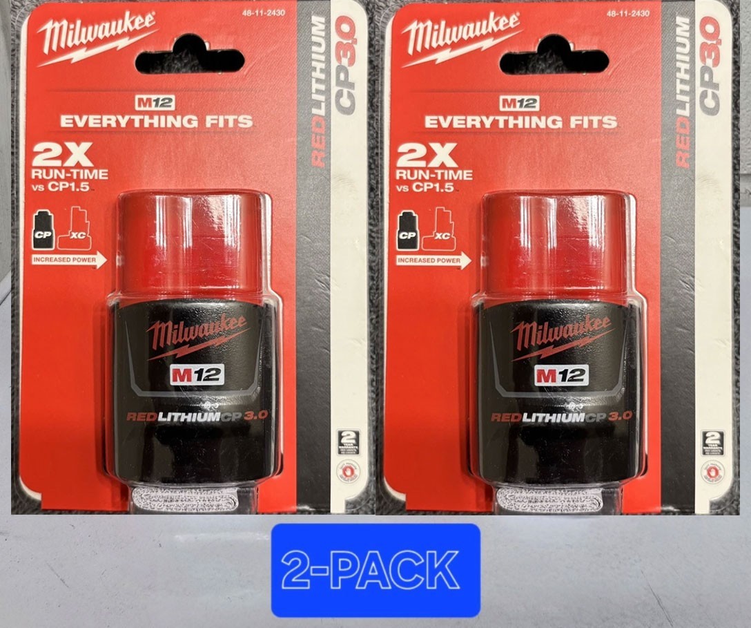 2  Pack NEW Milwaukee 48-11-2430 M12 REDLITHIUM 3.0 Compact Battery USA SELLER