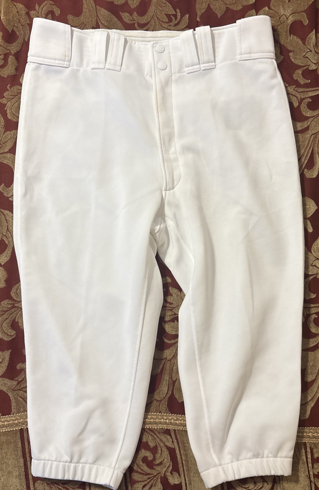 Lot Of 2 MIZUNO Mens Large 17” Inseam White Performance BASEBALL PANTS 1 Practic