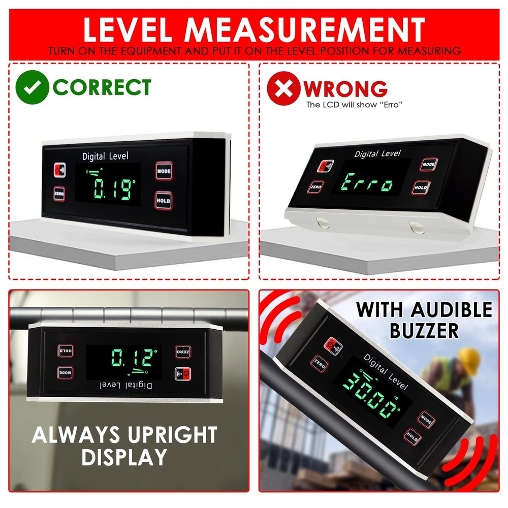 DANOPLUS Digital Electronic Inclinometer Angle Gauge Finder Protractor Level ...