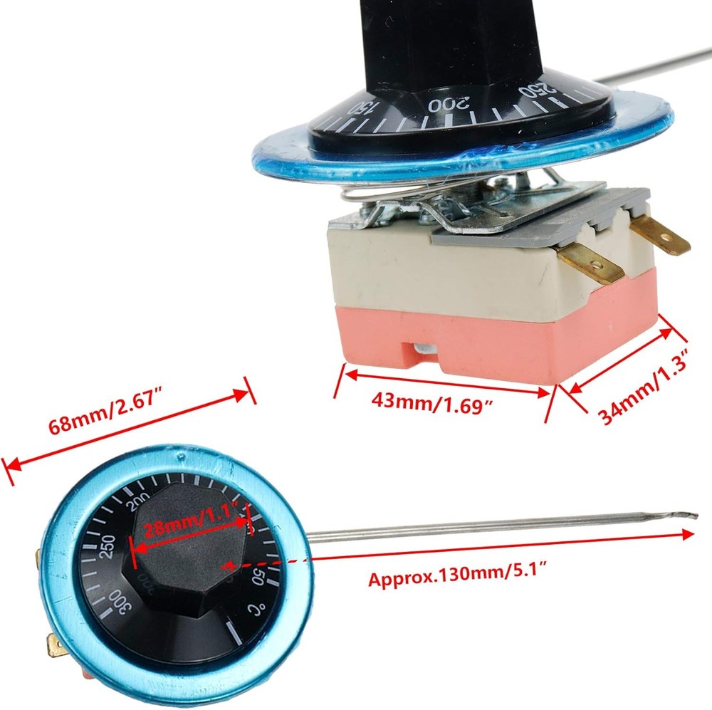 Capillary Thermostat Switch 50-300 Celsius Rotary Temperature...