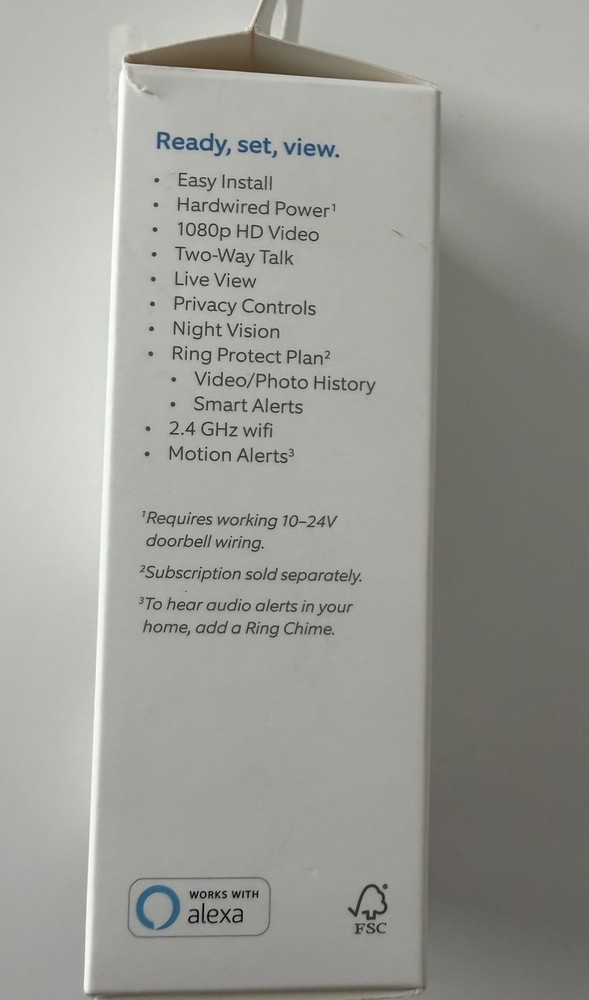 Ring Doorbell Wired Camera New/Open Box