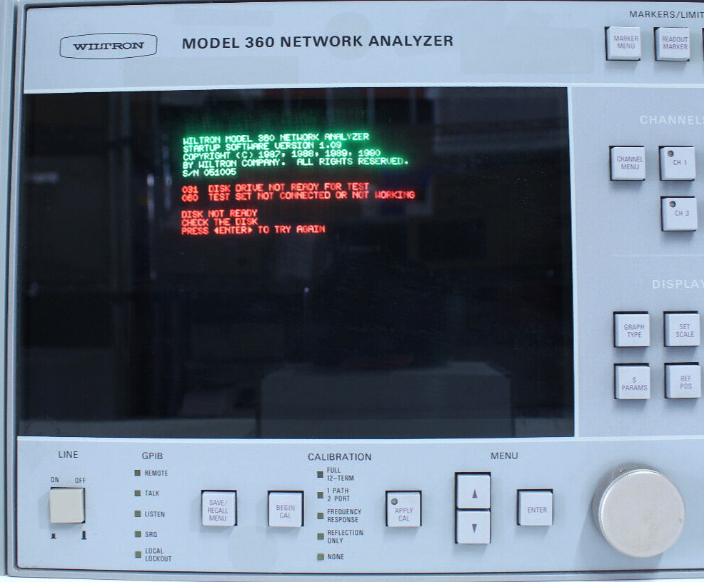 Wiltron 360 Vector Network Analyzer Display Power Tested