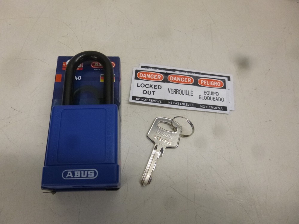 NEW!! ABUS BLACK LOCKOUT PADLOCK, BLUE, 1-1/2", 74/40