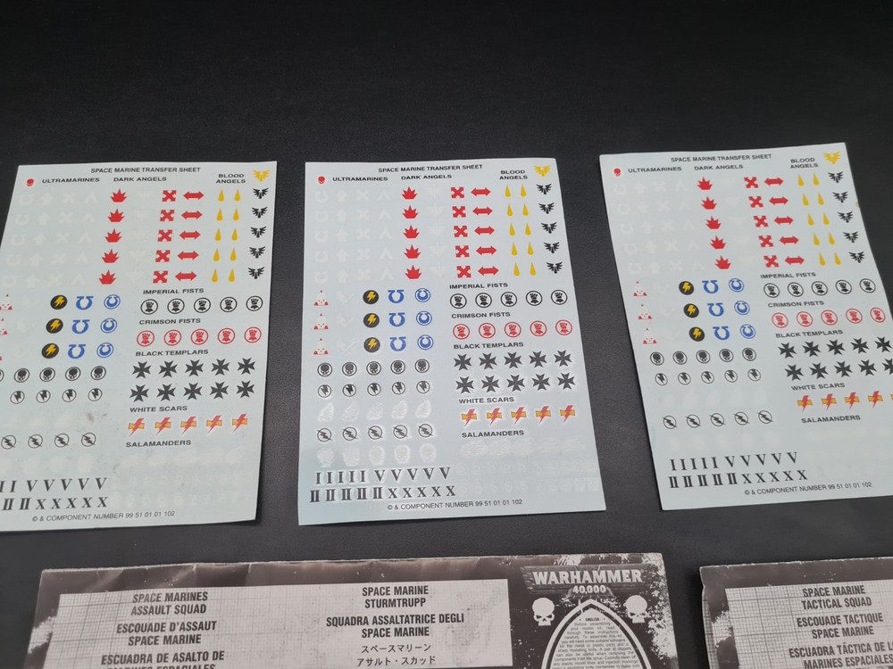 Warhammer 40k Space Marine Assembly Instructions And Transfer Sheet
