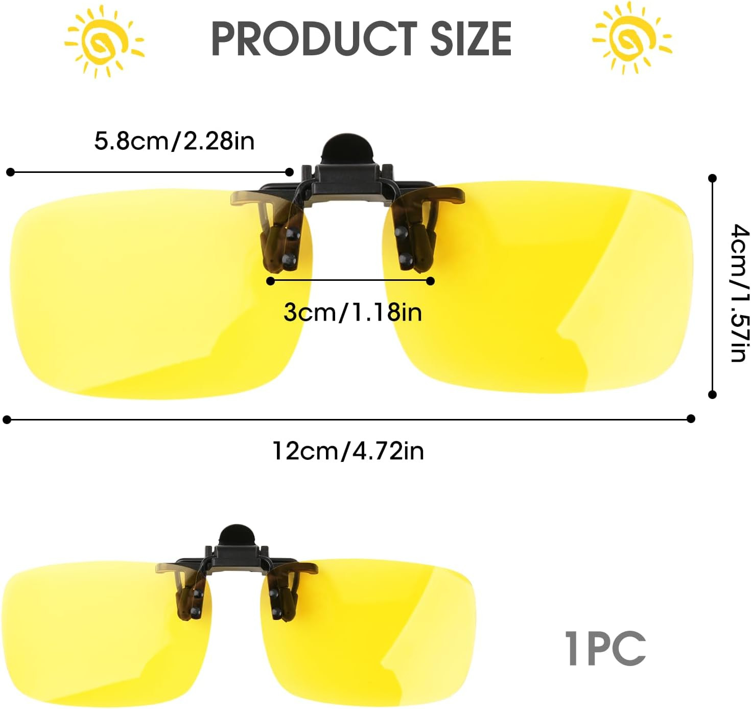 Clip on Polarized Night Vision Driving Glasses Flip up UV400 Wear Over Eyeglasse