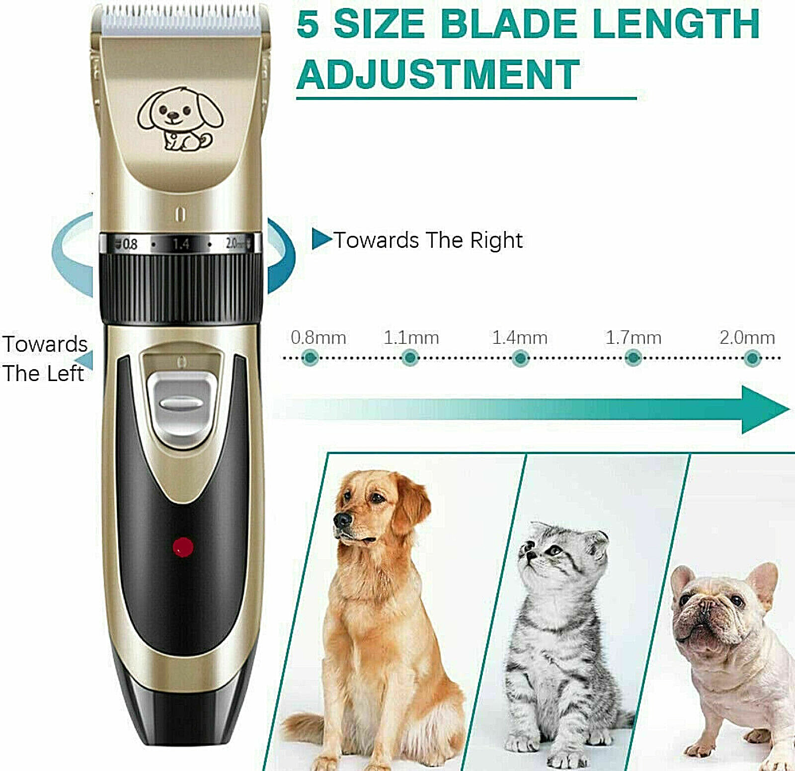 Dog Cat Pet Grooming Kit Rechargeable Cordless Electric Hair Clipper Trimmer Set
