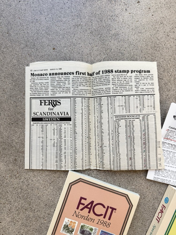 FACIT Norden 1988 Facit Special 1991 Stamp Catalog Lot Tarn Signed