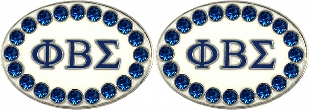 Phi Beta/Β Sigma Oval Crystal Cuff Links [Silver - 7/8"W]