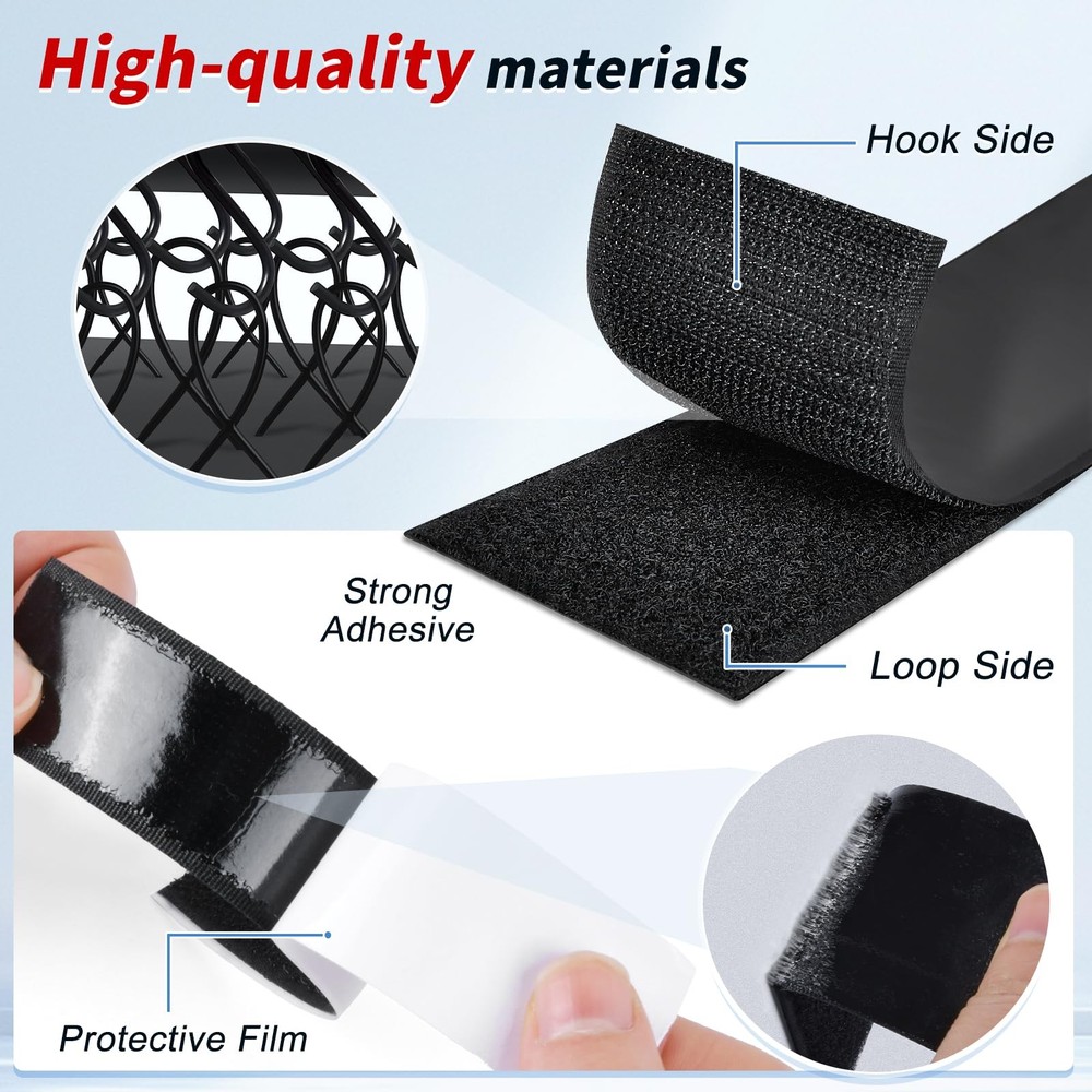 27Ft X 1 Inch Hook and Loop Strips with Adhesive, Double Sided Self Adhesive