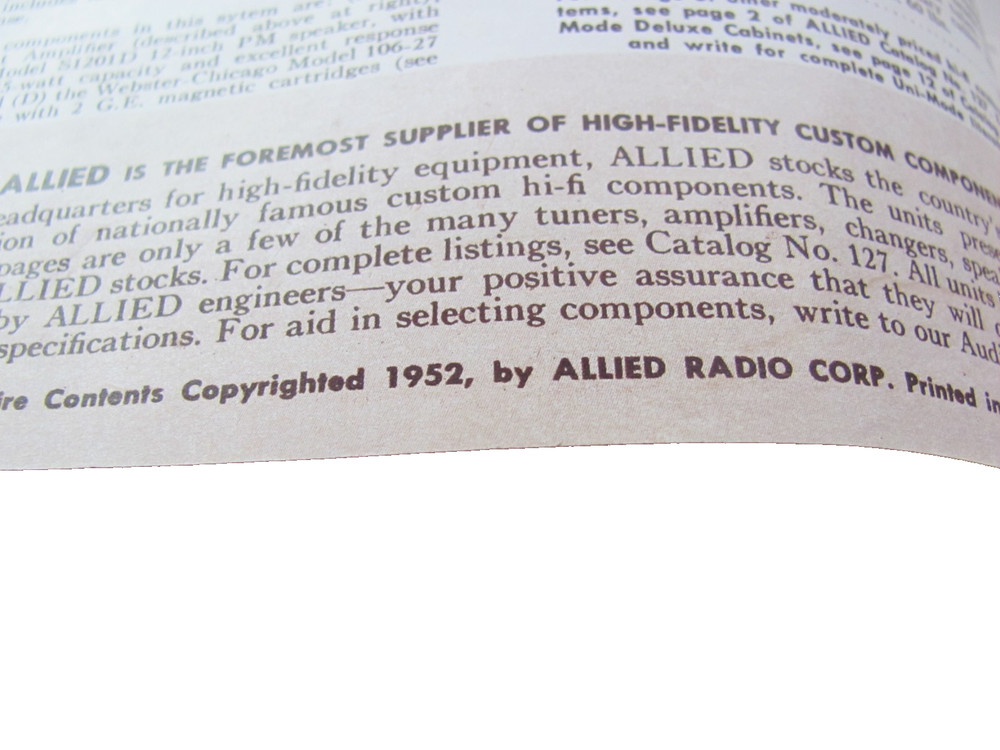 1952 Allied Raio Catalog Supplement # 130