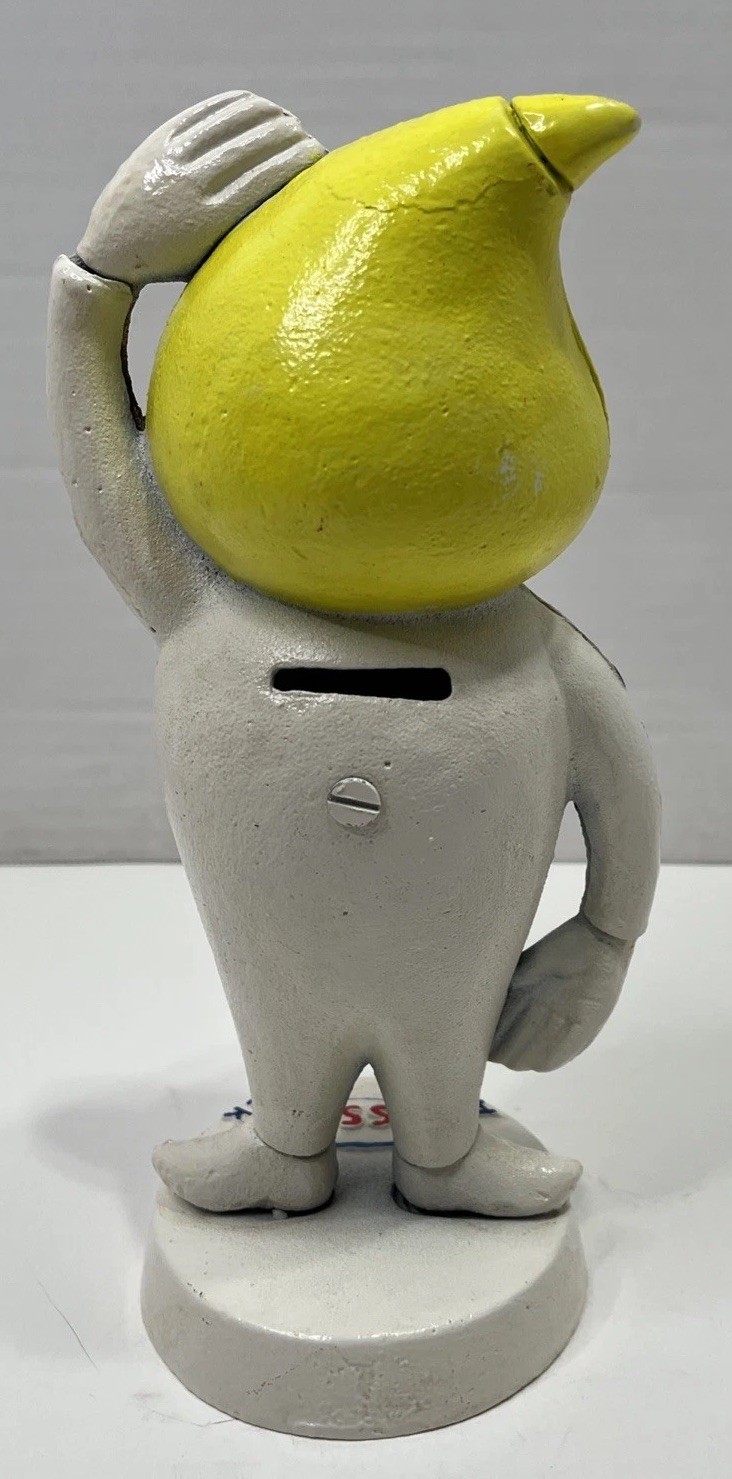 Vintage Esso Oil Andy Slick Cast Iron Coin Bank Original Paint