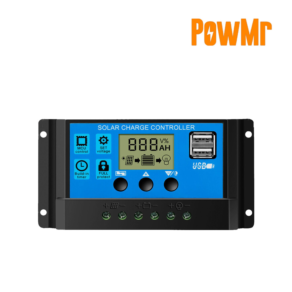 30A Solar Panel Battery Regulator 12V 24V PWM Controller Dual USB LCD