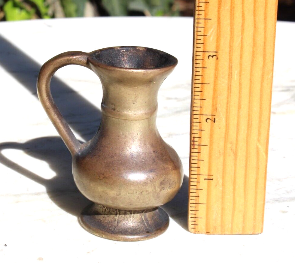 Antique Pitcher with Handle, Jug Solid Brass Small