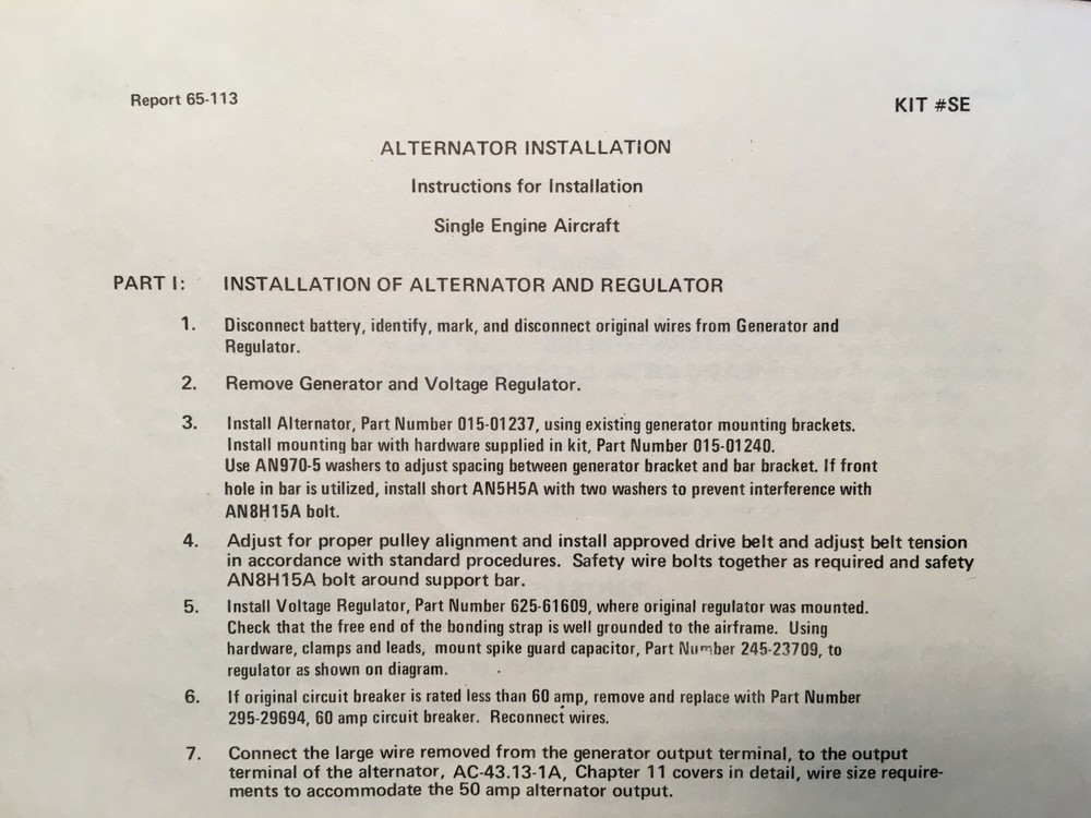 Interav Alternator 1255A Install Booklet