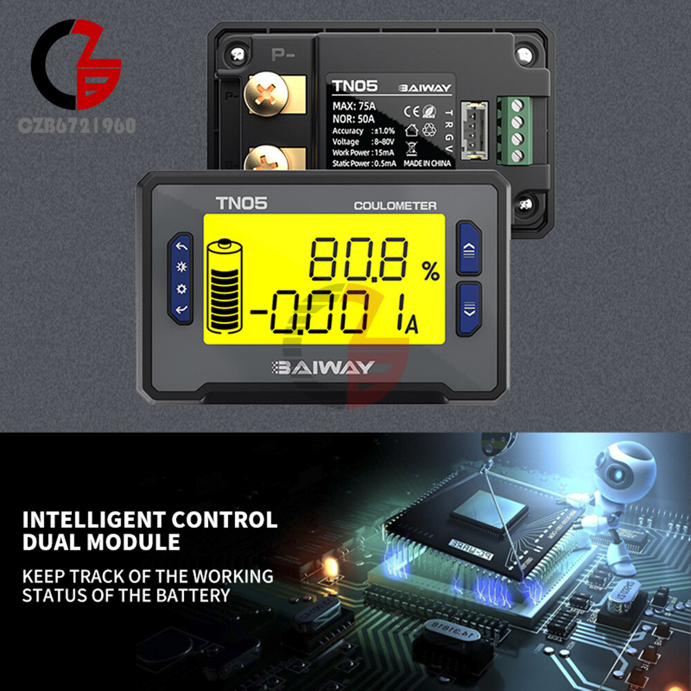DC Voltage Current Power Meter Battery Power Indicator Built-in Sampler DC 8~80V