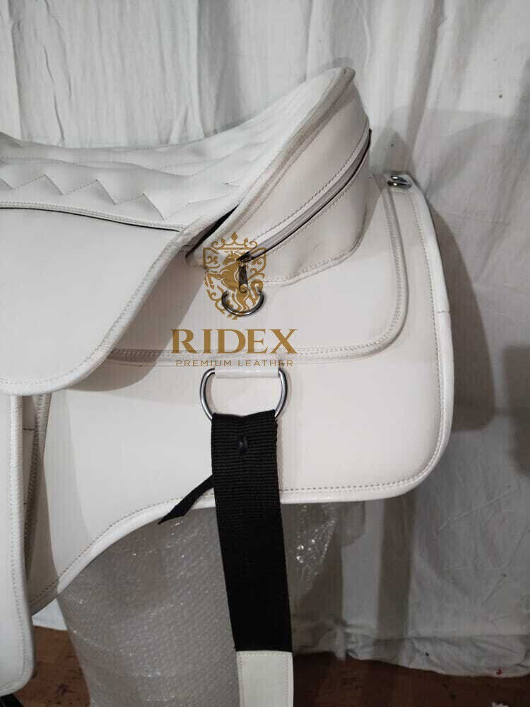 White Synthetic Treeless Western style with Extra Panel 15".